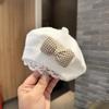 Fashion Cute Baby Hat Solid Color Bow Warm Beret Hat For Girls Vintage Princess Beret Hat Children Autumn Winter Cap Gifts