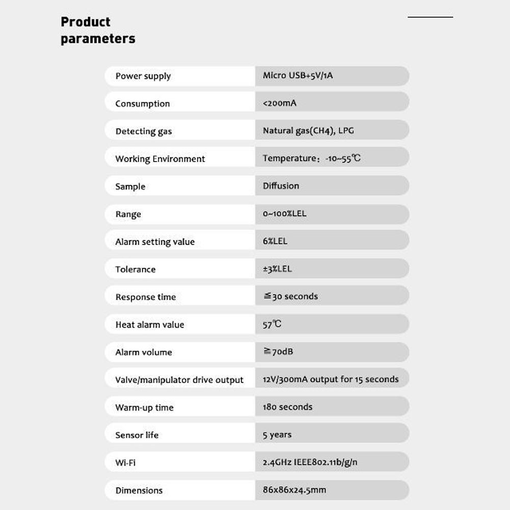 Tuya Wi-Fi датчик природного газа бытовой интеллектуальный детектор горючего газа сигнализация утечки газа