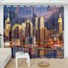 2Panel Custom Cortinas City Night View Semi-blackout Printed Curtain Grommet Top Bedroom Living Room Floor Window Curtain