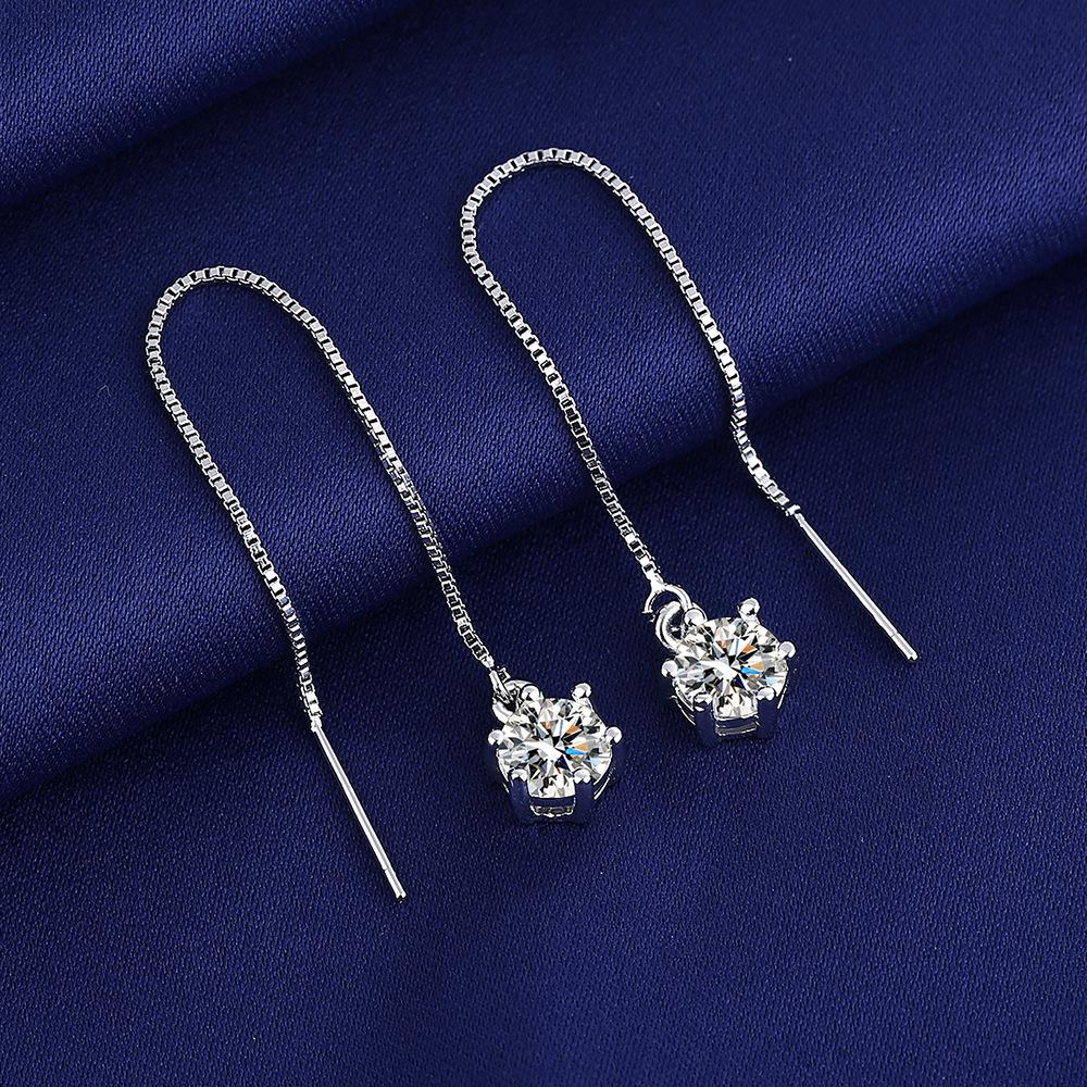 Серьги-гвоздики из стерлингового серебра 925 пробы, женские, модные, милые, крошечные, с прозрачным кристаллом CZ, подарок для девочек, подростков, женщин E001
