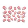 Wearable Manicure Detachable Manicure Patches, Short Flower French Manicure Patches, Pink Manicure Patches, Square Fake Nails