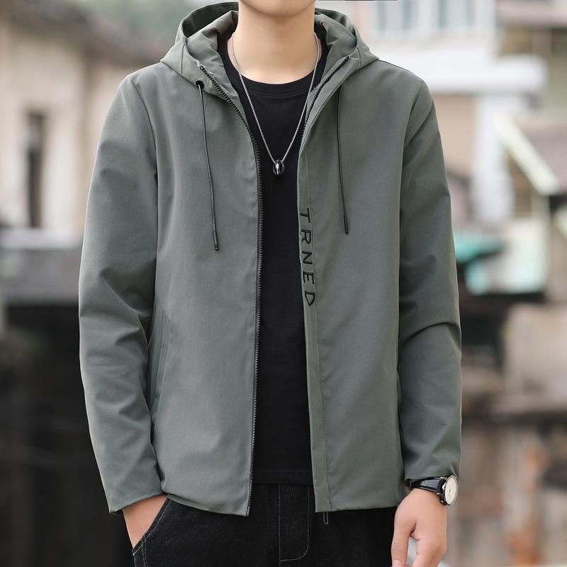Spring Autumn Mens Loose Hooded Casual Jacket Fashion Sports Breathable Comfortable Outerwear Top for Daily Street Wear
