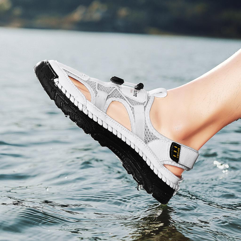 Летние мужские сандалии, сетчатые сандалии для улицы, мягкие сабо, сандалии ручной работы, дышащие легкие тапочки