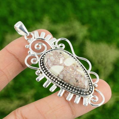 Серебро 925 пробы Натуральный красный брекчированный моокаит Мать Новая подвеска Ювелирные изделия