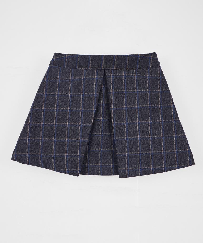 Мини-юбка в складку Belloel Check из шерсти, меланж