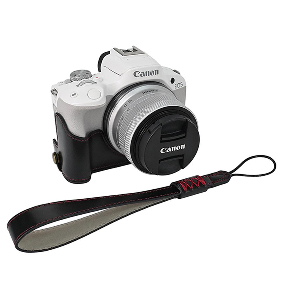 R100 Масло Кожа PU Кожа Чехол Половина Корпуса Камеры для Canon EOS R50 R100 Открытие Батареи Нижняя Крышка