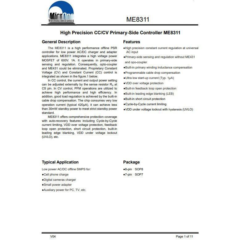 Оригинальный микросхема контроллера CC/CV ME8311AS7G SOP-7
