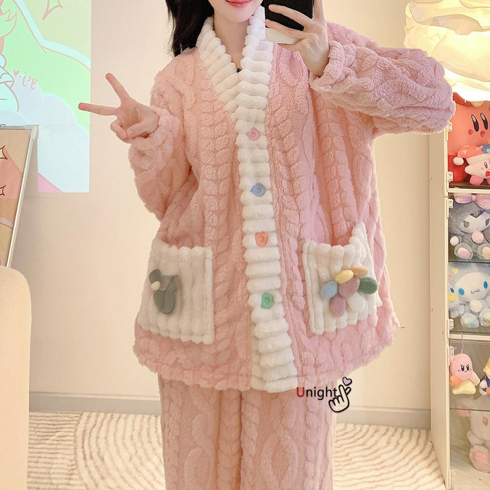 Женские теплые пижамные комплекты зимние толстые зимние пижамы из кораллового флиса фланелевые пижамы больших размеров ночная одежда домашняя одежда