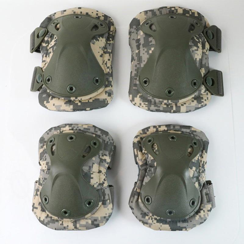 4Pcs/Set Elbow Knee Pads Outdoor Tactical Protective Gear Sports Cycling Hiking Safety Knee Brace Men CS Hunting Knee Support