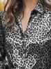 Женская элегантная блузка с леопардовым и цветочным принтом, с длинным рукавом