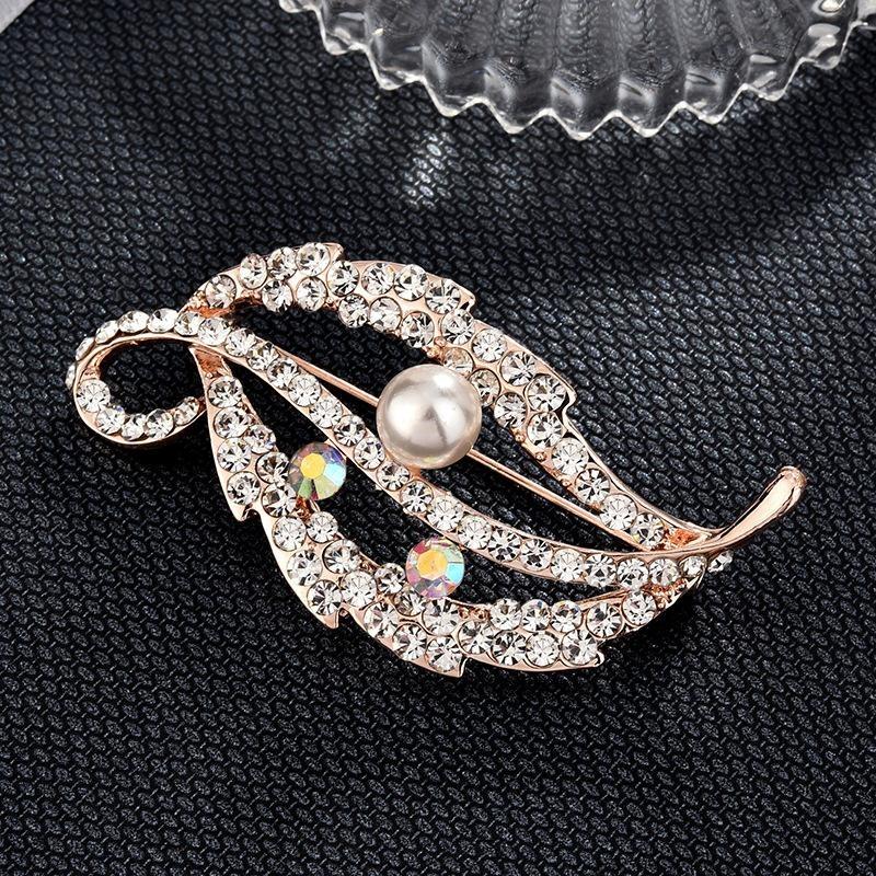 Brooch High-End Niche Silk Scarf Buckle Alloy Diamond Coat Pearl Corsage Pin Accessories