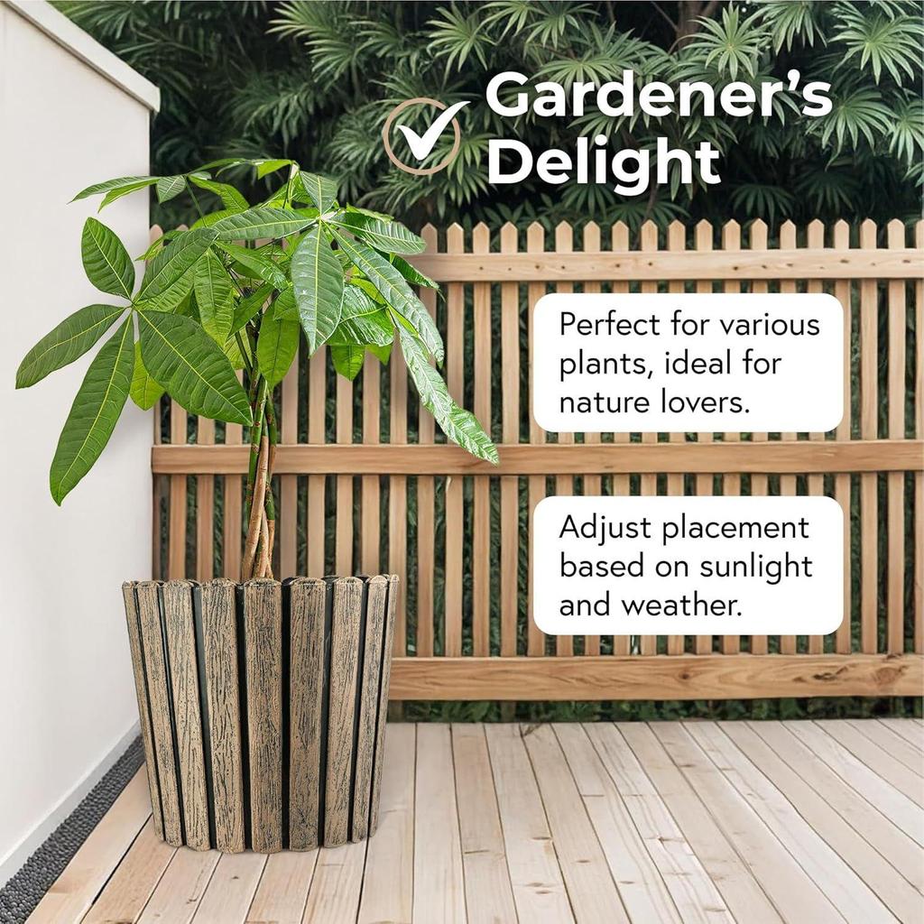 2 шт. Горшки 11 дюймов с деревянной текстурой для растений, для балкона и гостиной | Цветочные горшки для сада | Декоративные кашпо для домашнего декора