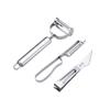Three-Piece Stainless Steel Peeler Set: Multi-functional Peeler, Potato Peeler, Melon and Fruit Grater, Fruit Knife