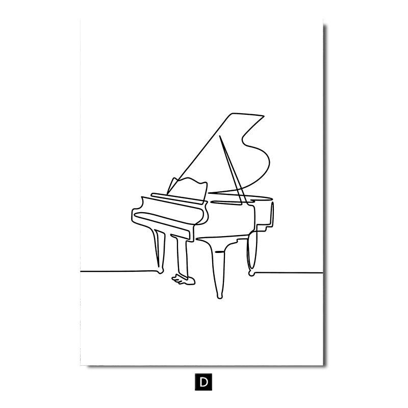 Современный минималистичный музыкальный инструмент, фортепиано, гитара, барабанная установка, музыкальный плакат, скандинавский настенный художественный постер для гостиной, спальни, домашний декор