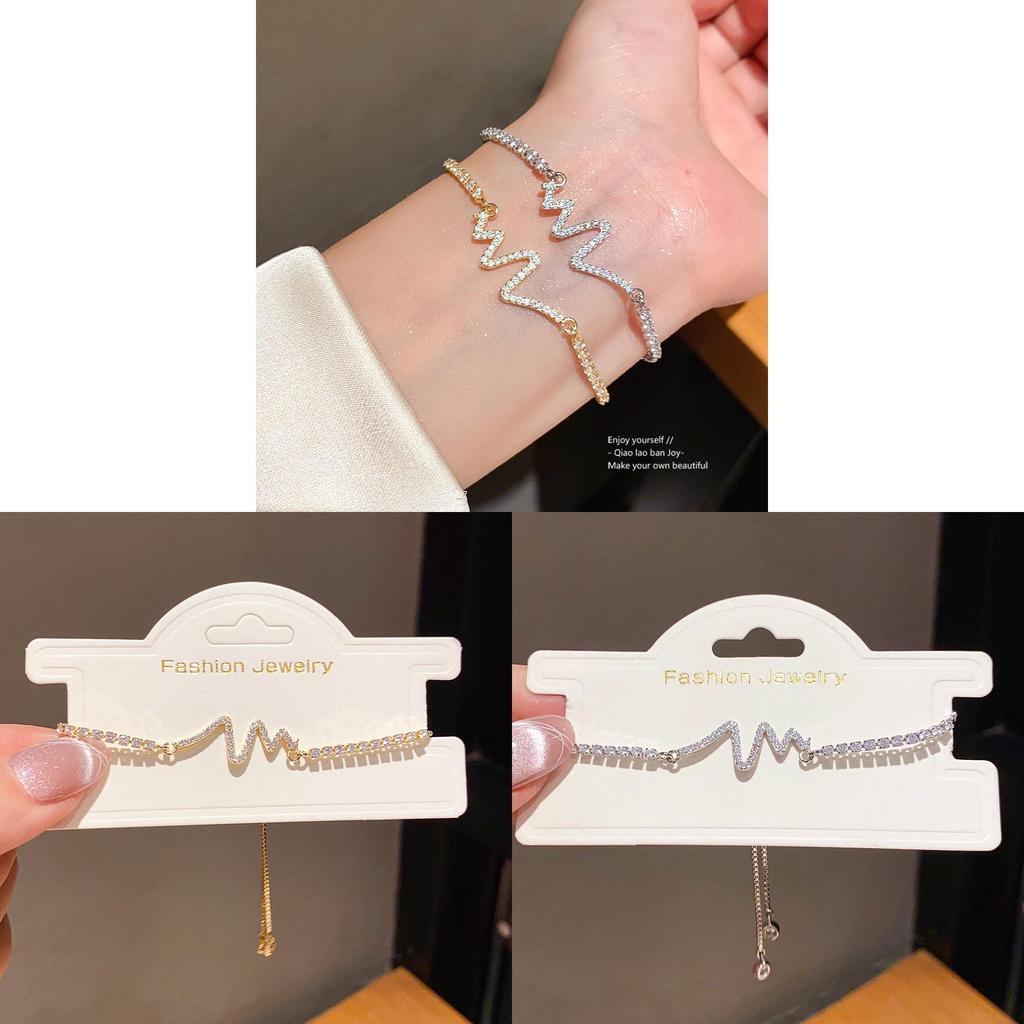 Браслет-подвеска в форме сердца из циркона со сверкающими камнями для женского модного аксессуара