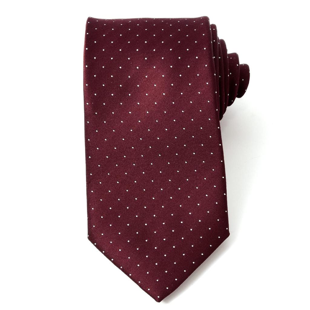 Brand Necktie Made In Japan Silk Jacquard Weave Pin Dot [Michiko London] 100% (C Pattern Wine)