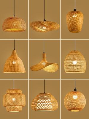 Подвесной светильник из бамбука и ротанга: Дзен Чайная комната и Ресторан Фонарь