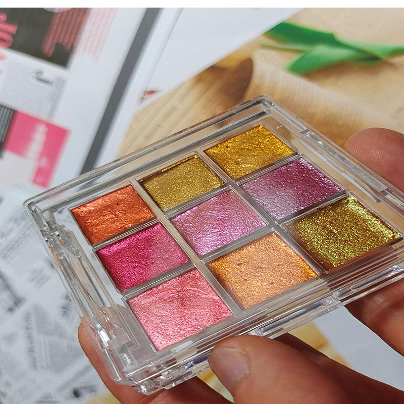 Handmade Golden Solid Watercolor Paint Palette DIY Nail Art Painting Manicure Blooming Watercolor Set