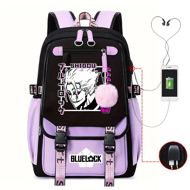Blue Prison Anime School Bag College Wind Large Capacity Middle School Student Usb Backpack