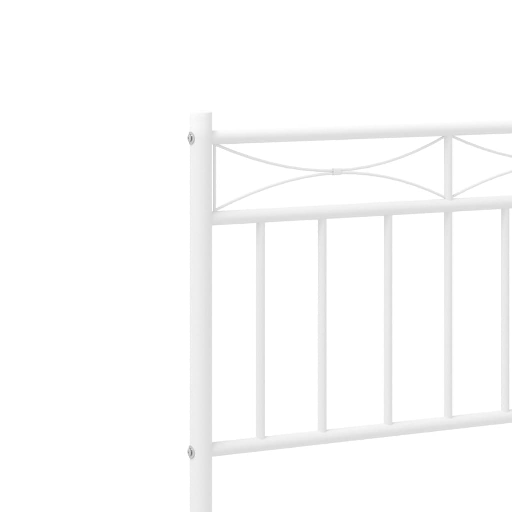 Metal Bed Frame with Headboard White 80 x 200 cm
