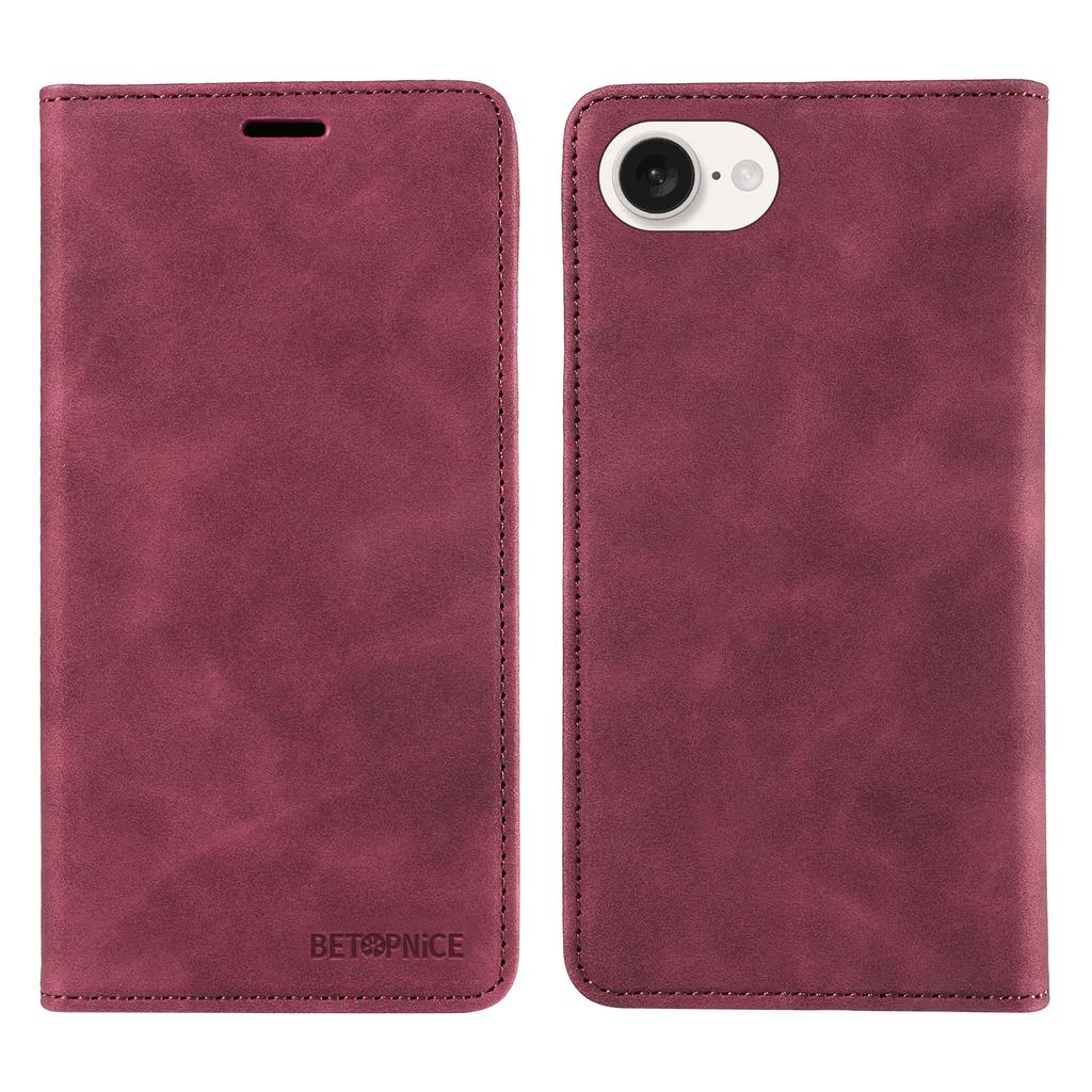 BETOPNICE 003 For iPhone 16e Wallet Case RFID Blocking Leather+TPU Shockproof Phone Shell