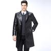 Весенне-осеннее длинное пальто из натуральной кожи, мужское пальто с воротником из дубленки, мужская кожаная ветровка, тонкий стиль