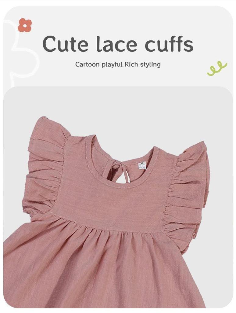 Платье принцессы с рукавами-крылышками для девочек, однотонное, с завязкой на воротнике сзади