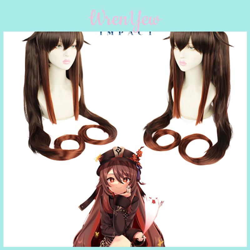 Soft And Heat-resistant Genshin Impact Hutao Cosplay Wig Ponytail For Role Playing And Parties
