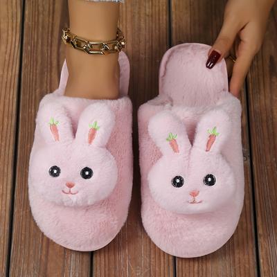 Мультяшные тапочки без застежек на мягкой подошве с закрытым носком, теплые домашние плюшевые удобные туфли