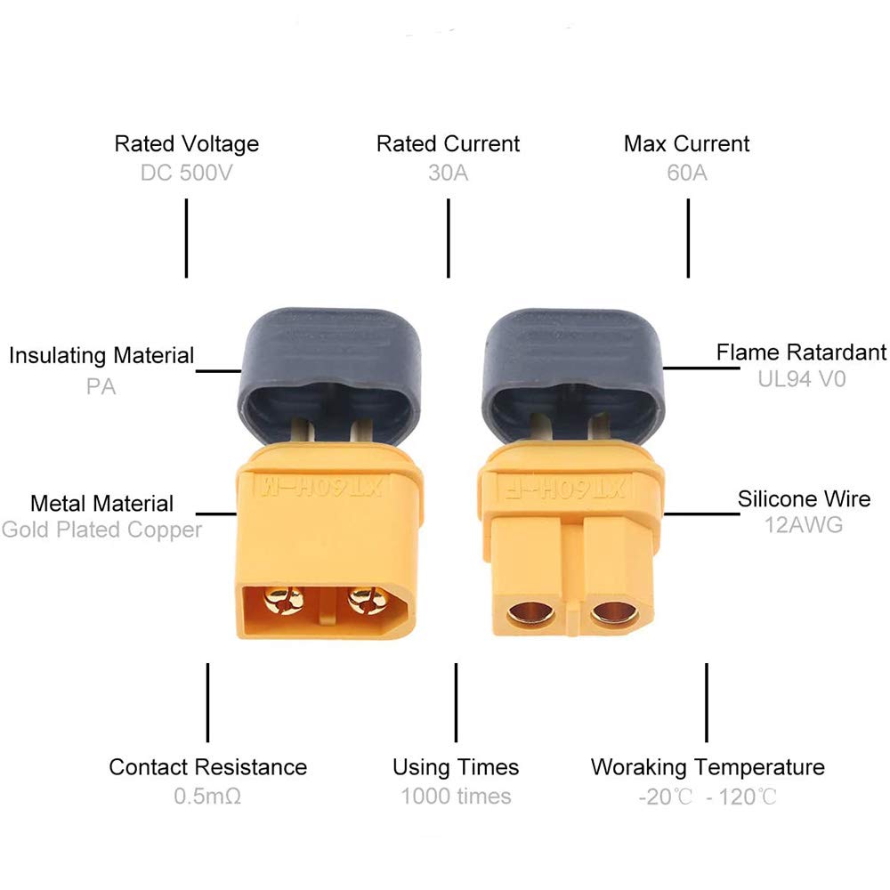 5/10/12 пар XT60H (Обновление XT60) Мужские и женские пулевые разъемы с оболочкой для литий-полимерных аккумуляторов, радиоуправляемых самолетов и машин