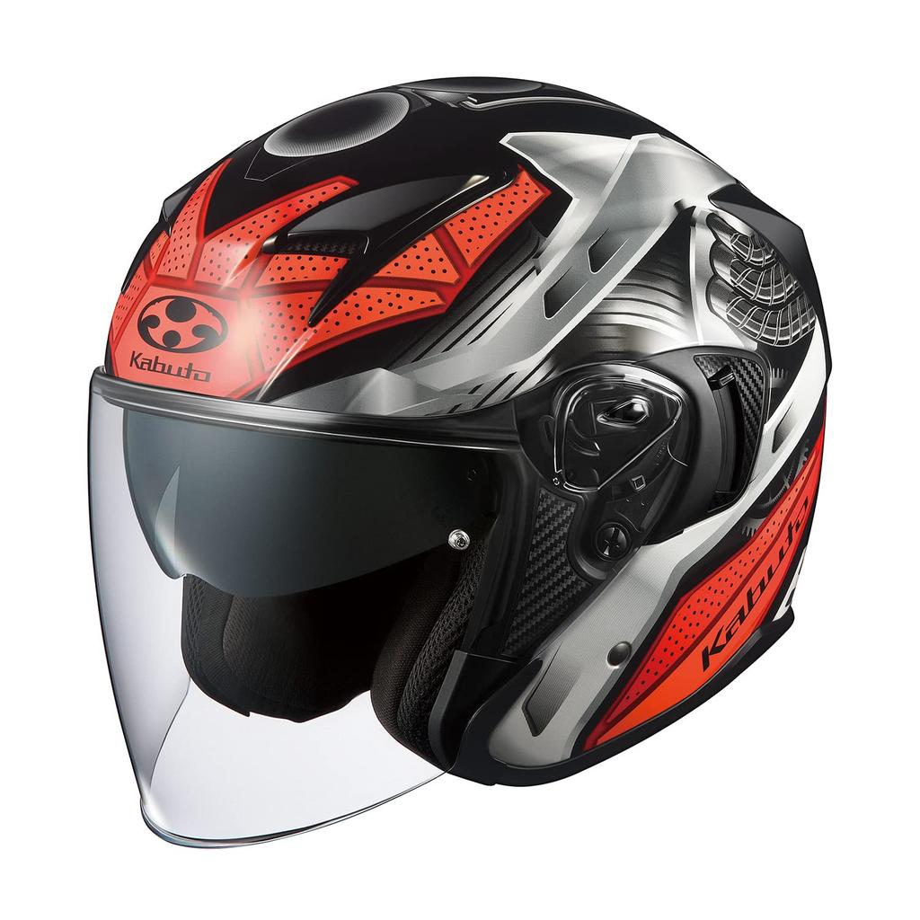 Мотоциклетный шлем OGK KABUTO Jet EXCEED SPARK черный красный (Размер M)