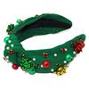 Европейская и американская рождественская повязка на голову с жемчужными цветами - Красный и зеленый трендовый аксессуар для женщин