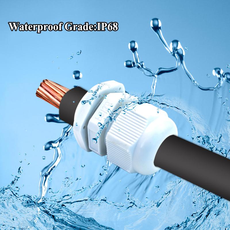 1/2/5/10pcs Waterproof Cable Gland Cable Entry IP68 PG7-PG36 White/Black Nylon Plastic Connector Joint