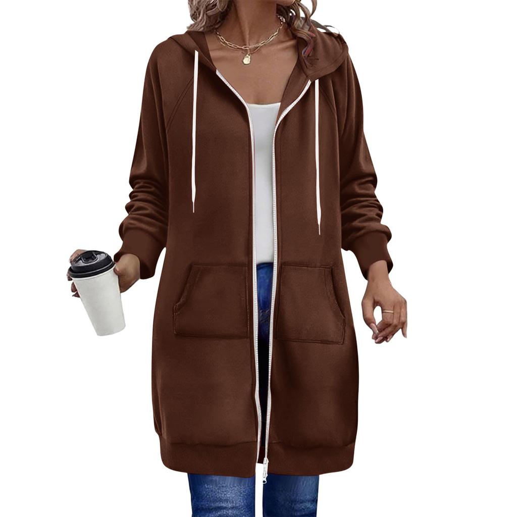 Женская модная повседневная куртка свободного кроя с длинными рукавами и капюшоном на молнии