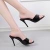 Summer Fashion High Heels Sandals Women Party Shoes Office Lady Open Toe Brand Ladies Thin Heels 9cm Black Red Beige