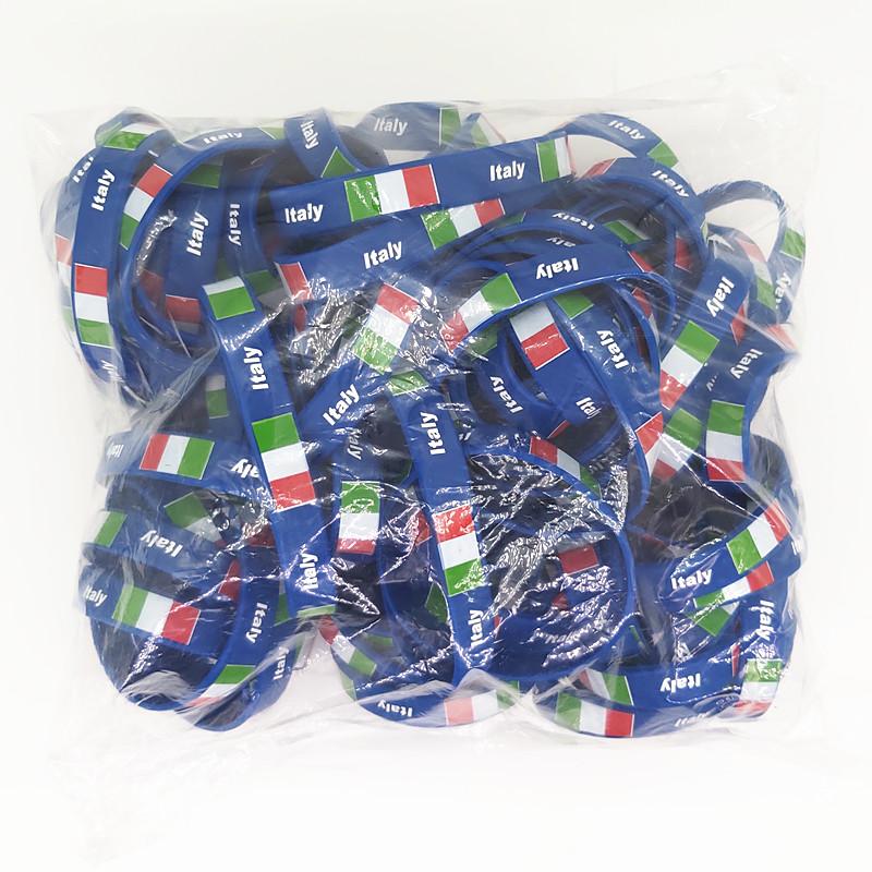 2 шт. браслеты с флагом Италии для мужчин и женщин, мотивационный спортивный силиконовый браслет, итальянский резиновый ремешок, браслет для футбола, аксессуары для футбольных фанатов