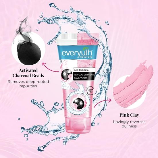Everyuth Naturals Anti Pollution Средство для умывания лица с розовой глиной и углем 50 г