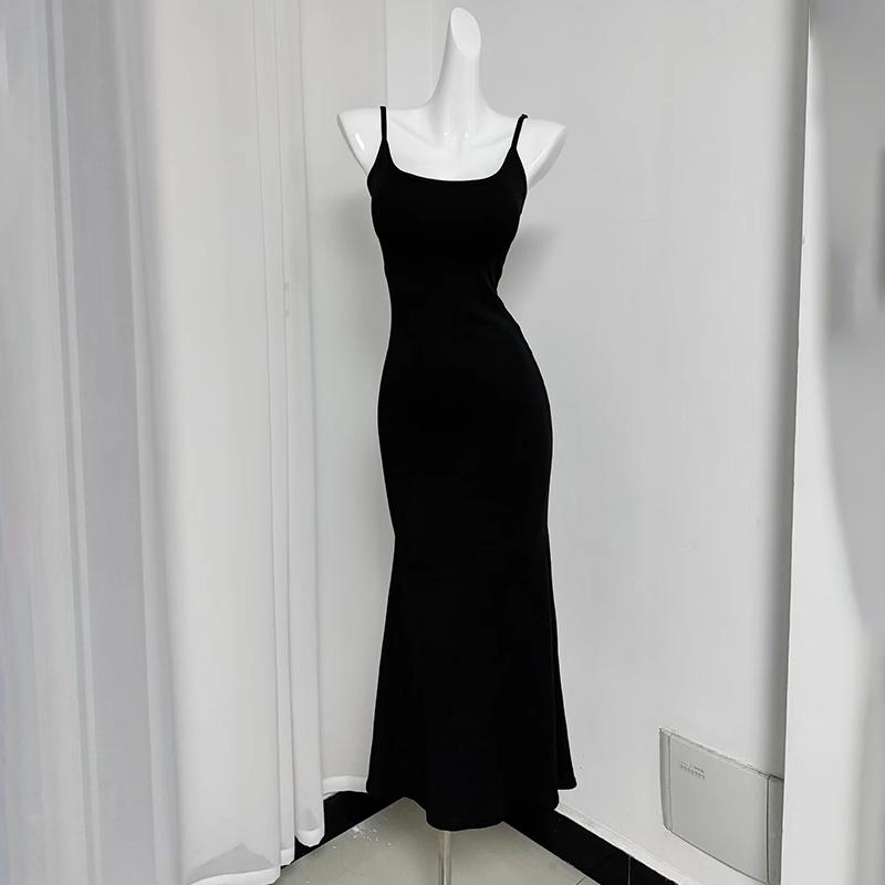 Черное, красное платье макси, женское элегантное платье с открытой бабочкой и бабочкой в ​​стиле ретро, ​​платье без рукавов на подтяжках, женское длинное платье с талией, сексуальное платье для девочек