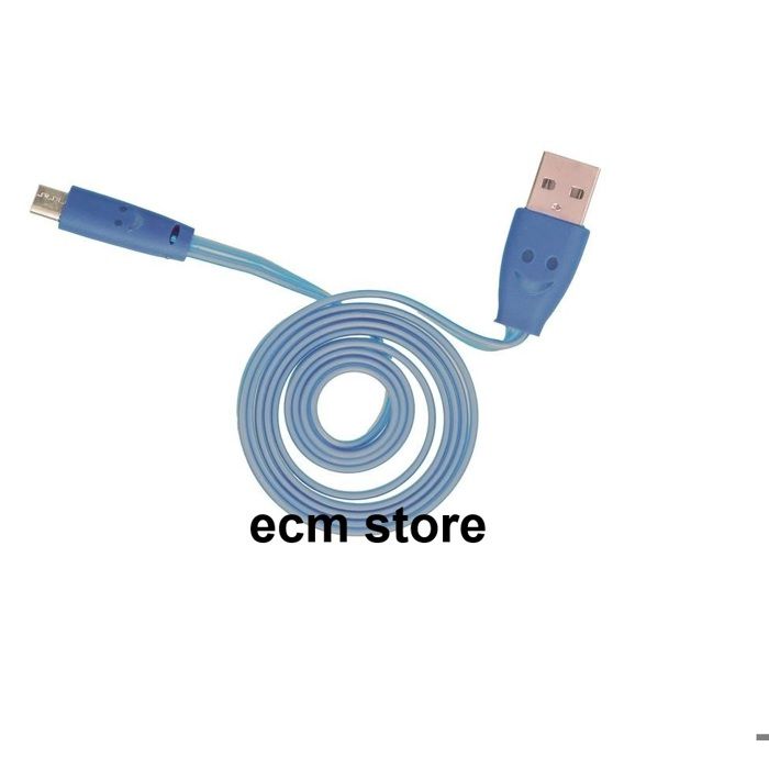 Be MIXПлоский светящийся синий кабель для зарядки micro USB 1 м плоский кабель 1 шт