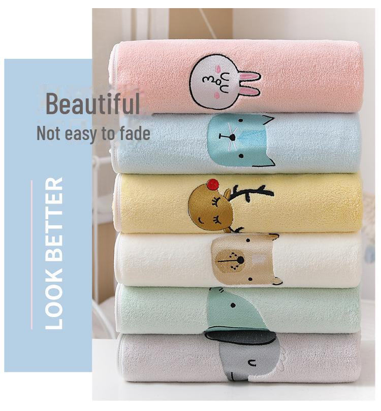 Детское быстросохнущее, впитывающее воду, толстое коралловое флисовое одеяло и банное полотенце с вышивкой - большое, не линяет.