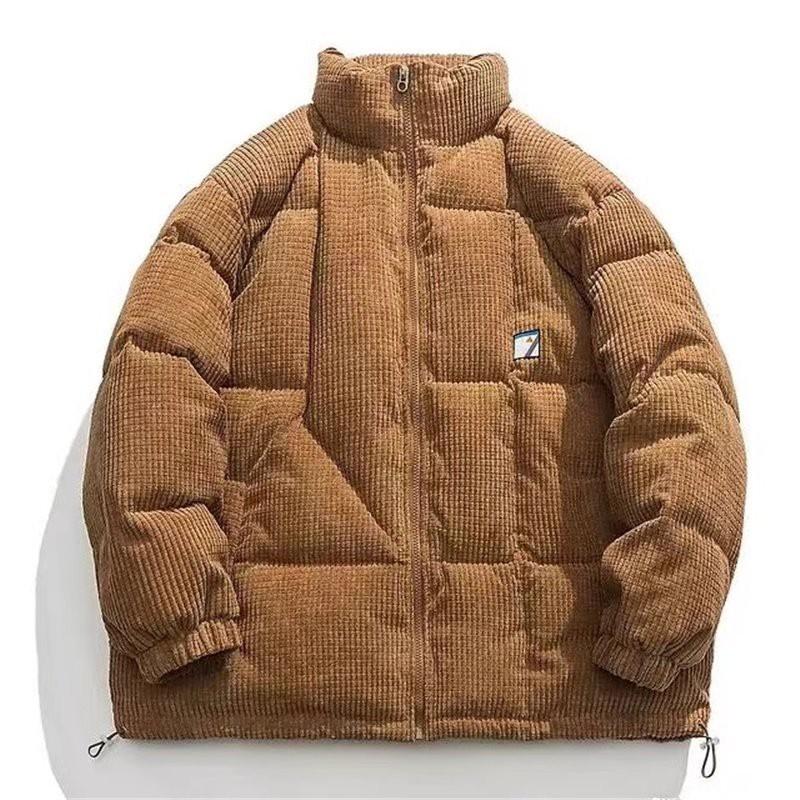 Winter Japanese Retro Loose Corduroy Padded Jacket Stand Collar Warm Coat Men