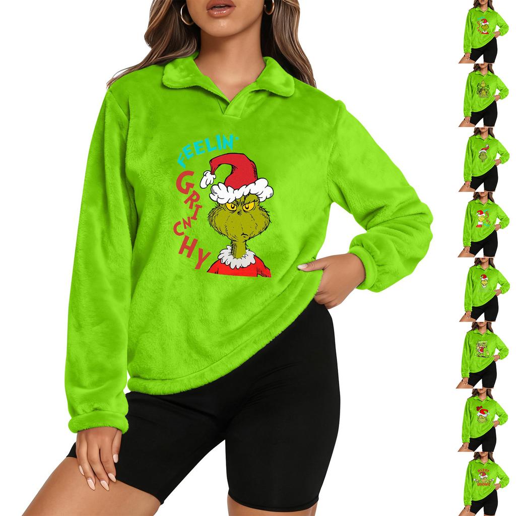 Женский пуловер с длинными рукавами и воротником-стойкой, спортивный топ с рождественским принтом