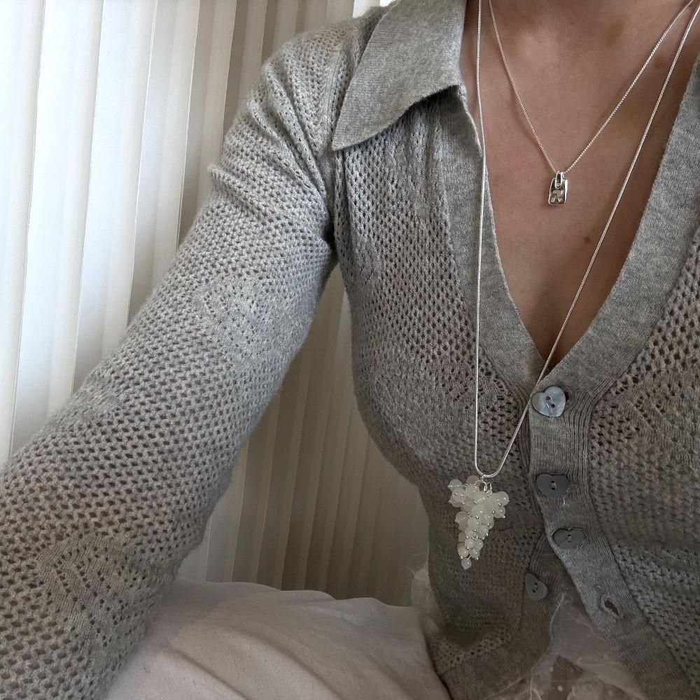 Silver Grapes Pendant Necklace Jewelry Pearl Grape Sweater Chain Grape Cluster Necklace Summer