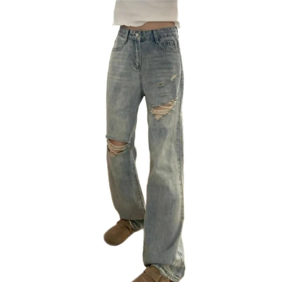 Удобные Универсальные Большого Размера Уличные Джинсовые Брюки Женские Прямые Тонкие Свободные Драпирующиеся Широкие Брюки Джинсы для Женщин Длинные Джинсовые Брюки