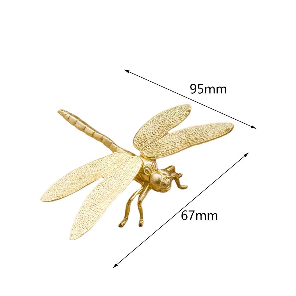 Miniature Dragonfly Sculpture Solid Adorable Home Decor Brass Dragonfly Ornament for Bedroom Teahouse Shelf Office Tabletop
