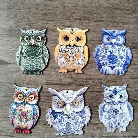 10 шт. Подвесное украшение в китайском стиле в виде совы, Фермерский дом, Рустик, Ручная работа, Деревянное украшение сова, Елка, 2D