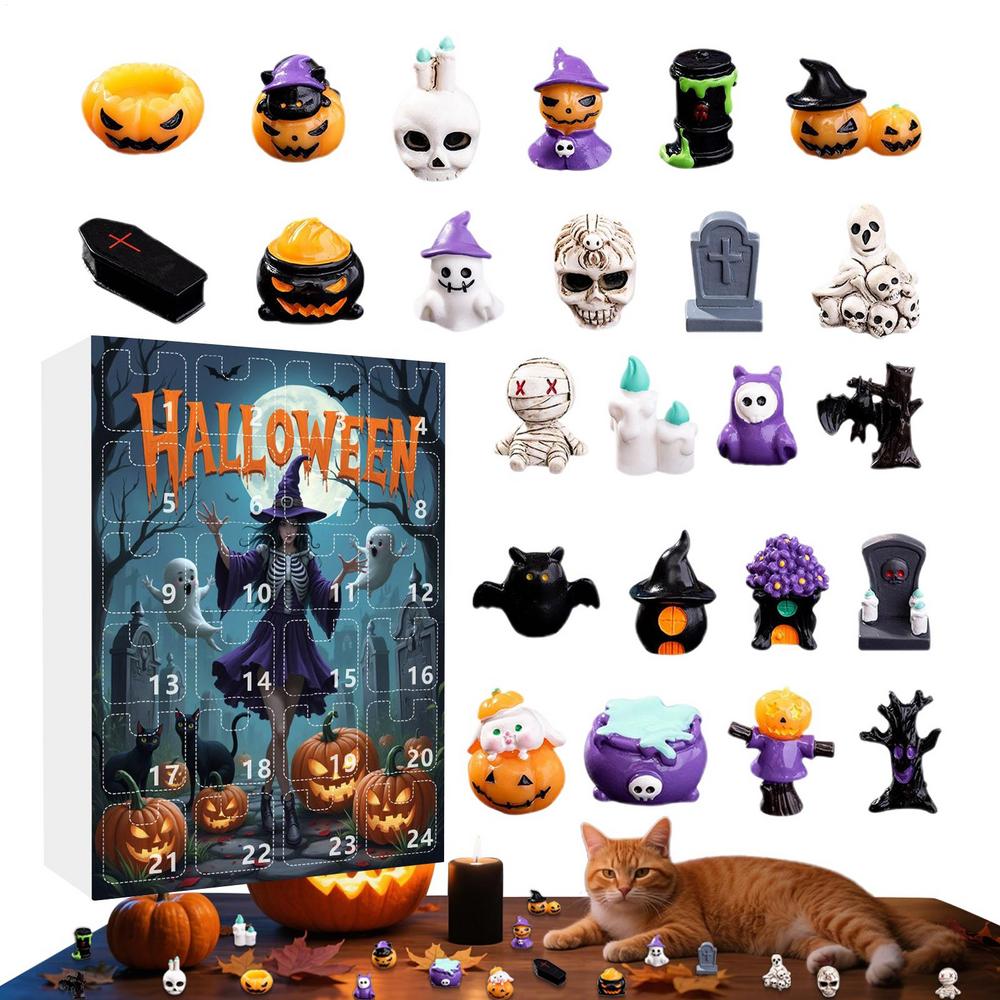 Halloween Figurine Advent Horror Season Advent Countdown Calendar 24 Days Resin Spooky Figurine For Halloween Desktop Windowsill