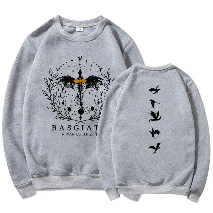 Vintage Women Long Sleeve Hoodies Pullover Casual Comfortable Fourth Wing Double Sided Sweatshirt Basgiath War College