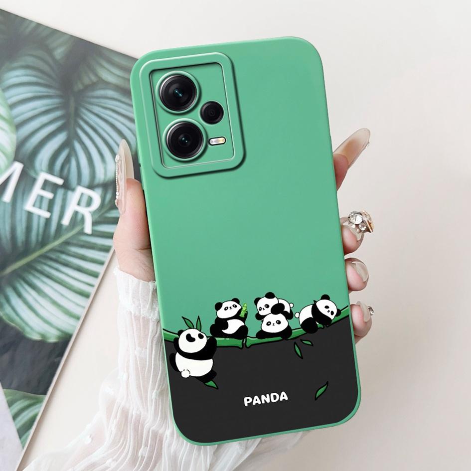 Для Xiaomi Poco X5 5G Чехол-крышка Милый Панда Жидкий Силикон Мягкая Задняя Крышка Для Poco X5 Pro Чехол для Телефона Coque PocoX5 X5Pro Capa