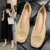 Shoes for Women 2024 Square Toe Ladies Summer Footwear Flats Low Heel Elegant Flat with Bow Casual 39 Shoe Vacation Korean Style